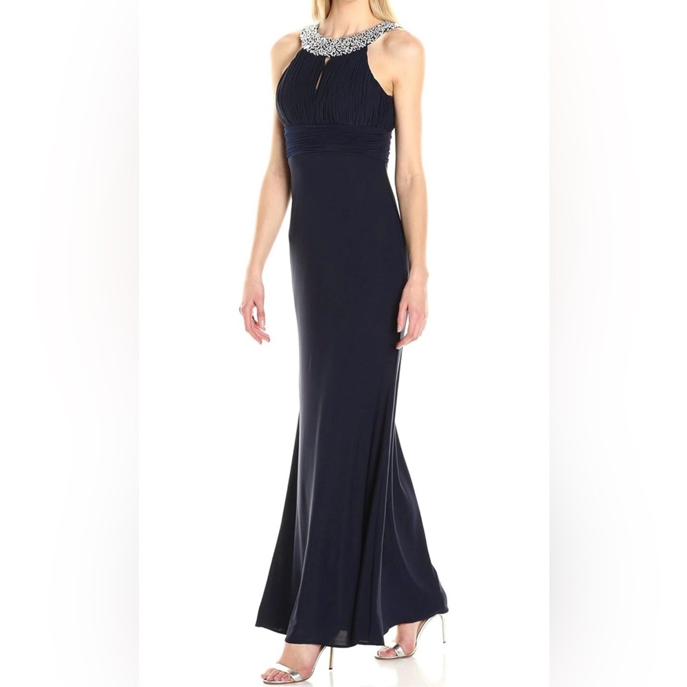Navy Beaded formal gown